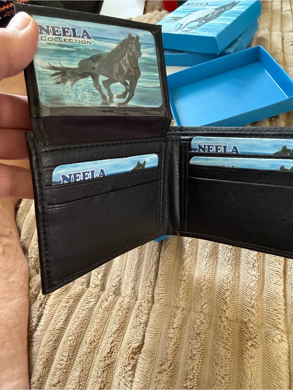 Black Leather Bi-Fold Wallet for Men